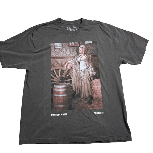 Authentic Rare Beyonce Cowboy Carter Tour 2025 CHICAGO Graphic T Shirt XXL Gray - Picture 2 of 4